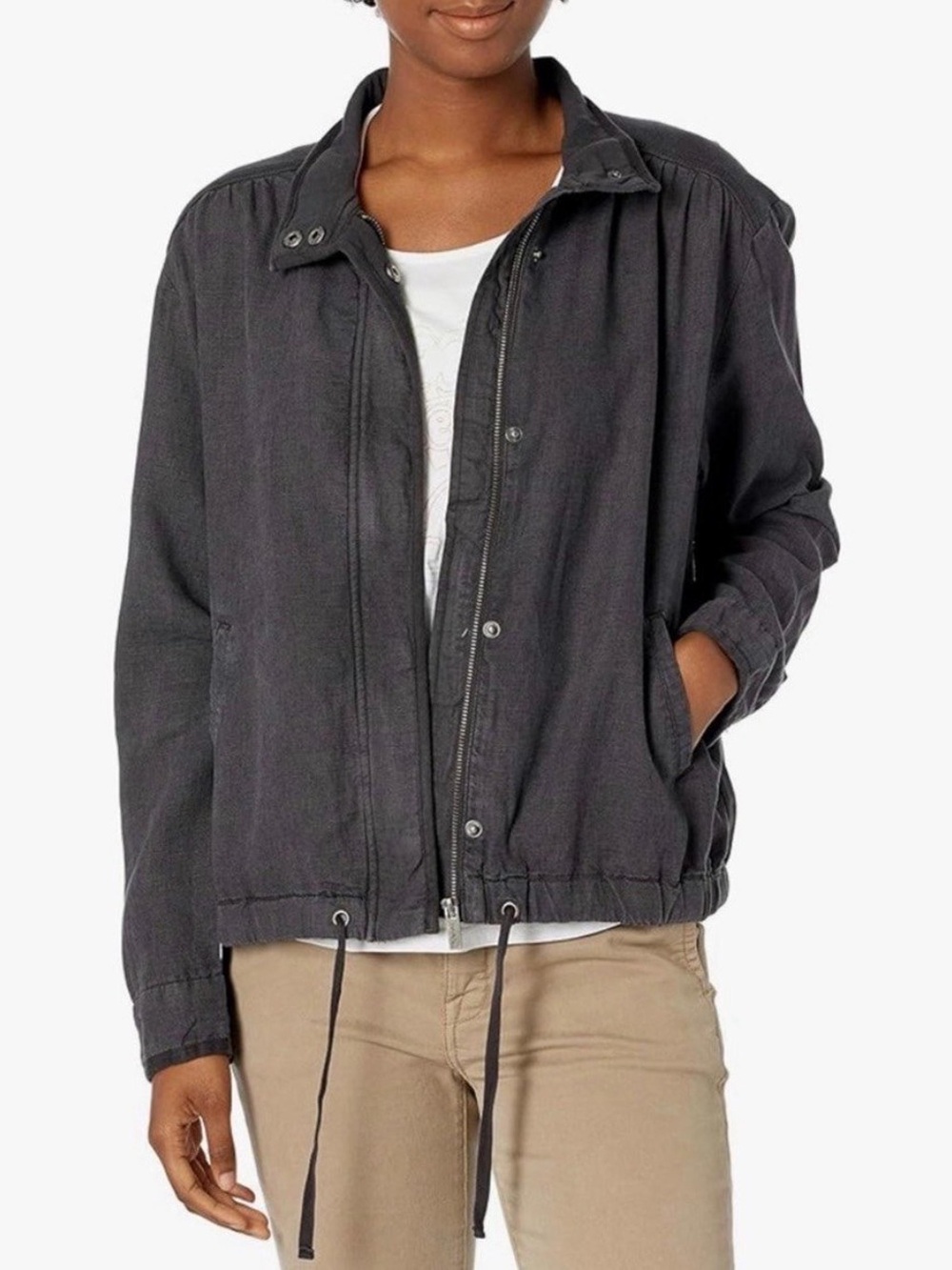 SPLENDID Ford Utility Bomber Jacket Washed Charcoal Gray Size S